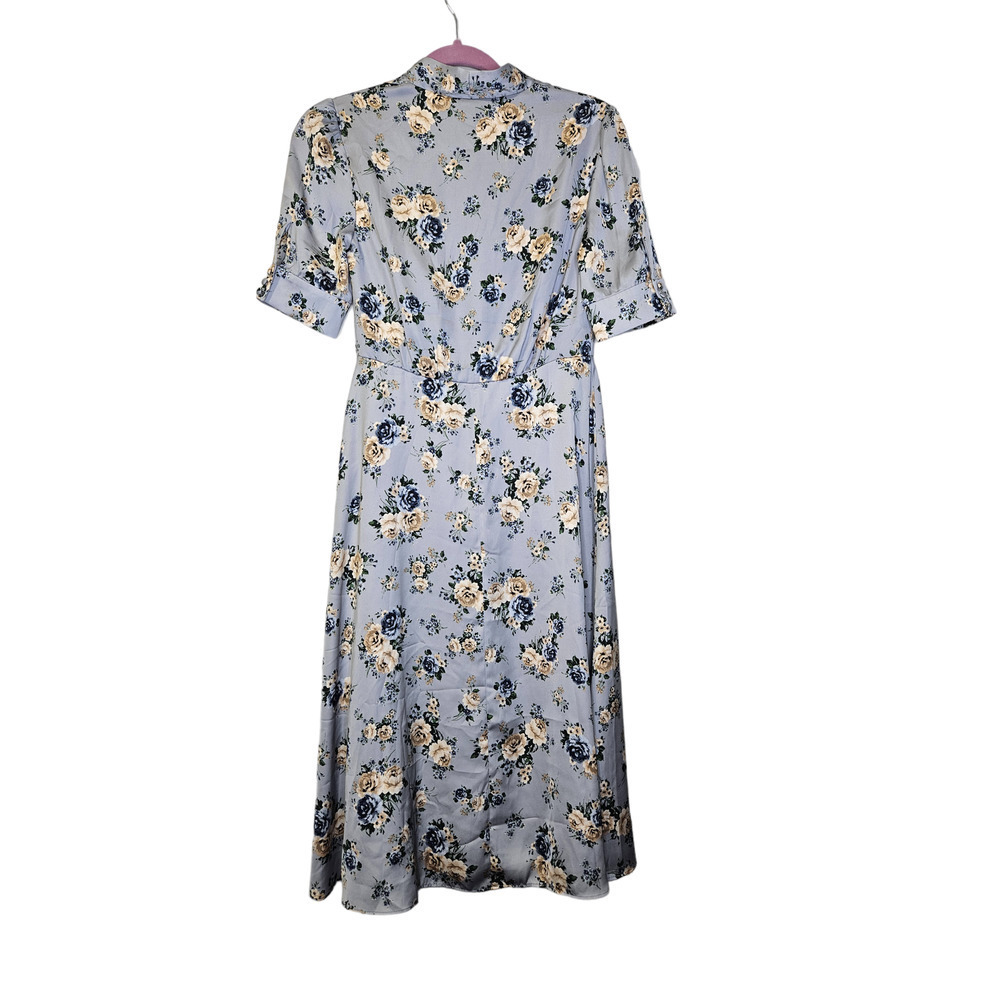 Gal Meets Glam 2 Gemma Dress Blue Floral Button Front 40s Style Retro Cottage - Picture 3 of 5